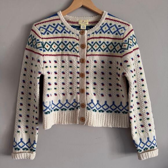 Limited America Vintage Wool Fair Isle Cardigan Sweater Button Front Size Medium - Picture 1 of 4
